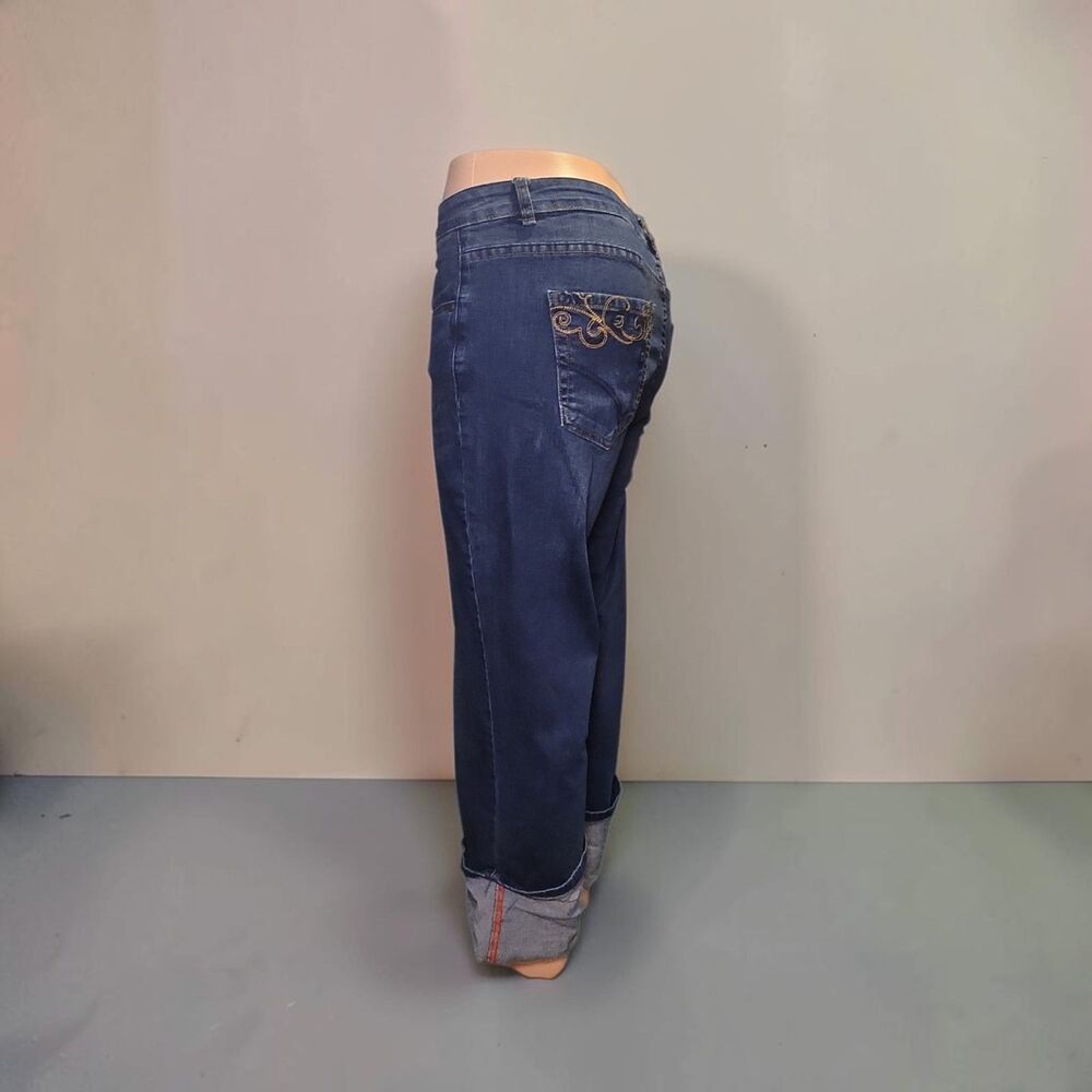 Suzanne Betro Jeans sz 18 Wide Crop High Water Red Stitch - Picture 2 of 11